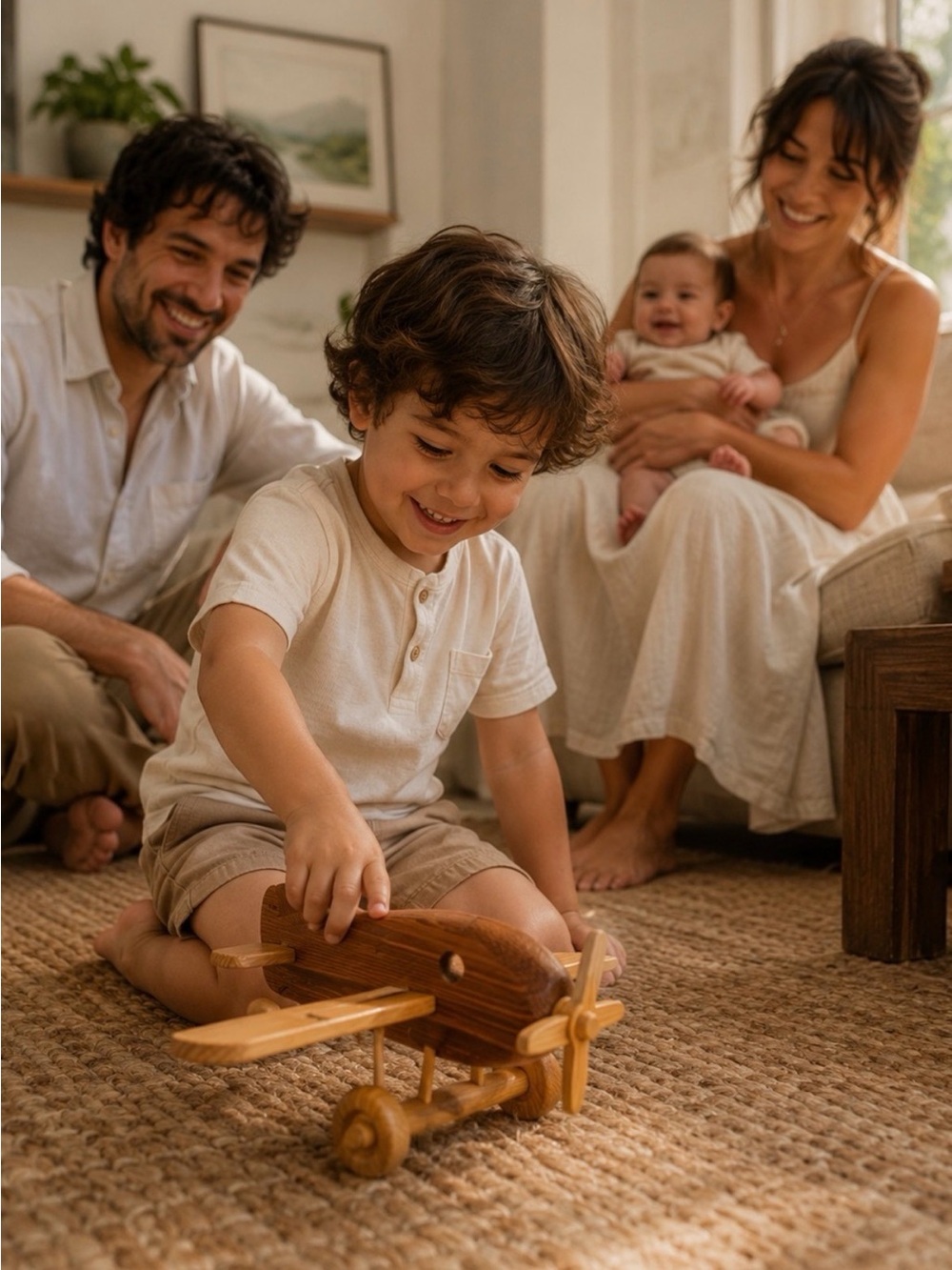 Wooden Toy Airplane - Natural Brown